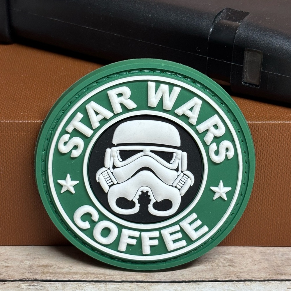 PVC Tactical Patch - Stormtroopers and Coffee Morale Gun Patch - Hooked Backed
